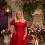 Shannon’s red mini reunion dress on The Real Housewives of Orange County