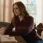 Maddie’s purple ribbed collared cardigan on 9-1-1