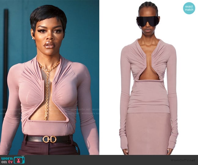 Rick Owens Prong Ls Long Sleeved Gathered Top worn by Milan (Teyana Taylor) on Alls Fair