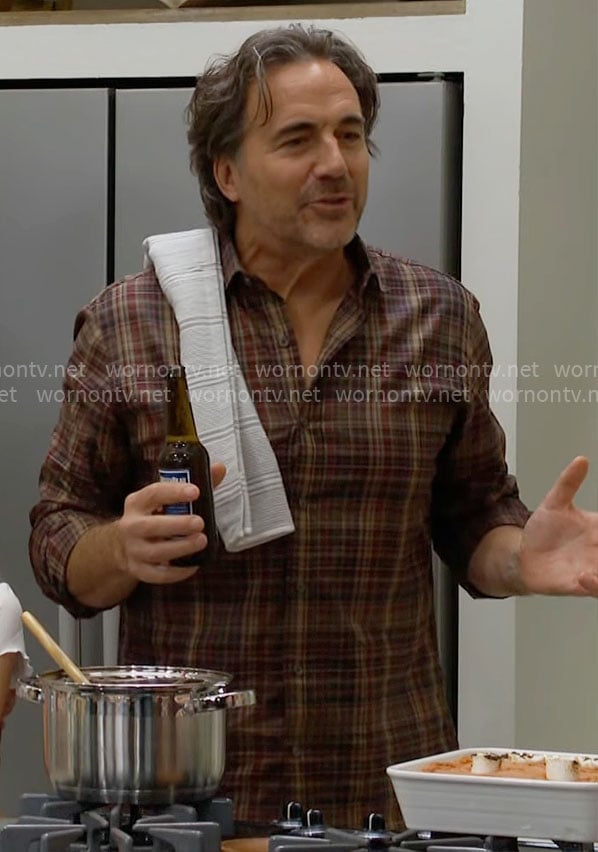 Ridge’s brown plaid shirt on The Bold and the Beautiful
