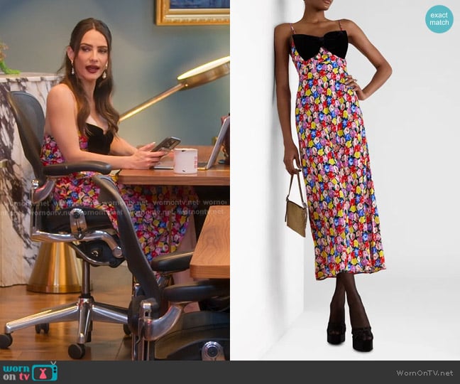 Rixo Leanna Bow-Detailed Floral-Print Voile Midi Dress worn by Sandra Vergara on Selling Sunset