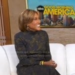 Robin’s black floral mock neck dress on Good Morning America