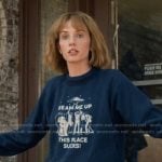 Robin’s navy Beam Me Up sweatshirt on Stranger Things