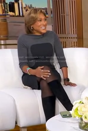 Robin’s black and grey colorblock dress on Good Morning America