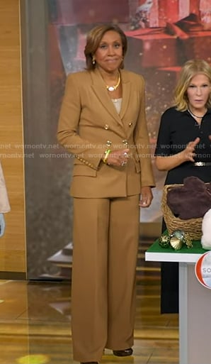 Robin’s camel blazer and pants on Good Morning America