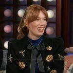 Rhonda’s black embroidered cardigan on The Kelly Clarkson Show