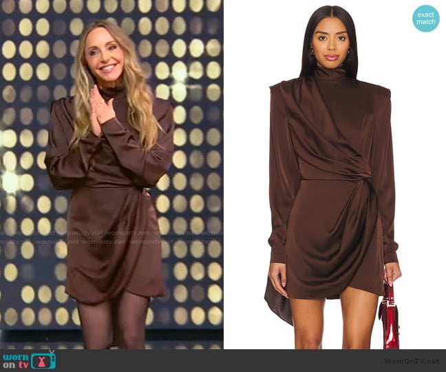 Ronny Kobo Bianca Dress in Chocolate worn by Gabrielle Bernstein on Tamron Hall Show