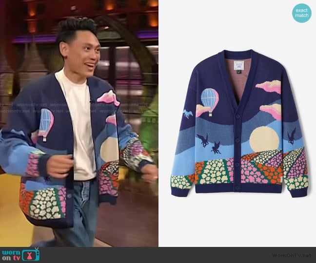 Roots Roots X Wicked Dusk Cardigan worn by Jon M. Chu on The Kelly Clarkson Show