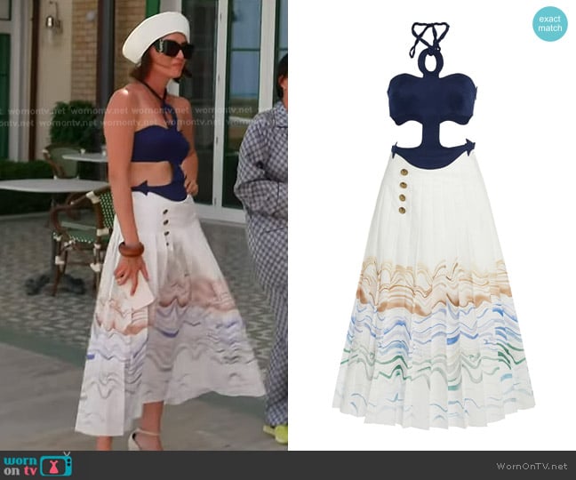 Rosie Assoulin Anchor Aweigh Stretch-Cotton Midi Dress worn by Bronwyn Newport on The Real Housewives of Salt Lake City