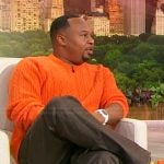 Roy Wood Jr’s orange cable knit sweater on Sherri