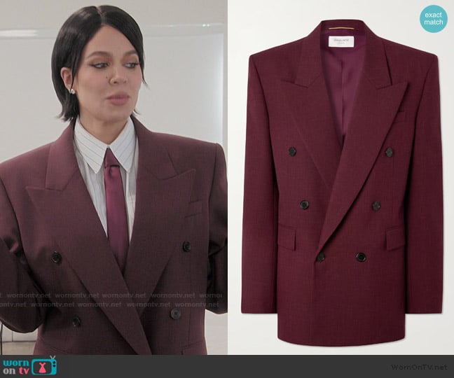 Saint Laurent Double-breasted wool blazer worn by Khloe Kardashian (Khloe Kardashian) on The Kardashians