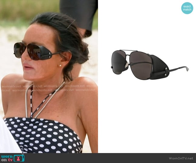 Saint Laurent Leon Pilot-frame Sunglasses worn by Lisa Barlow on The Real Housewives of Salt Lake City