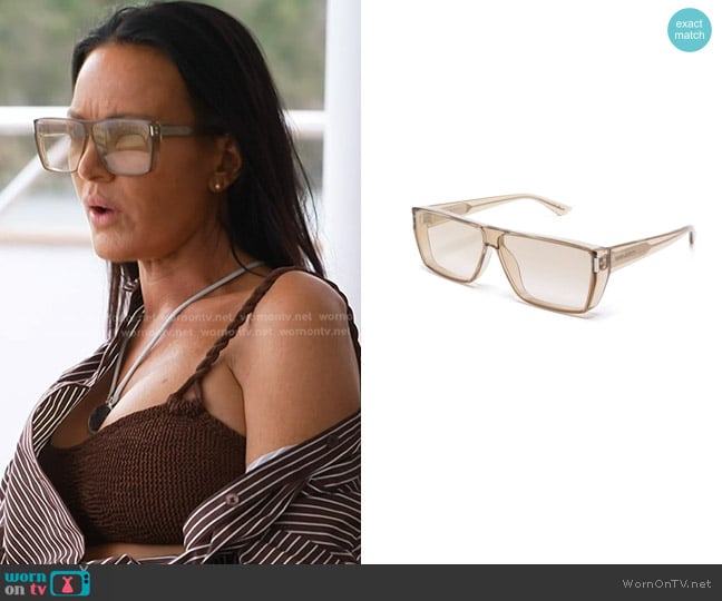 Saint Laurent Rectangle-frame Sunglasses worn by Lisa Barlow on The Real Housewives of Salt Lake City