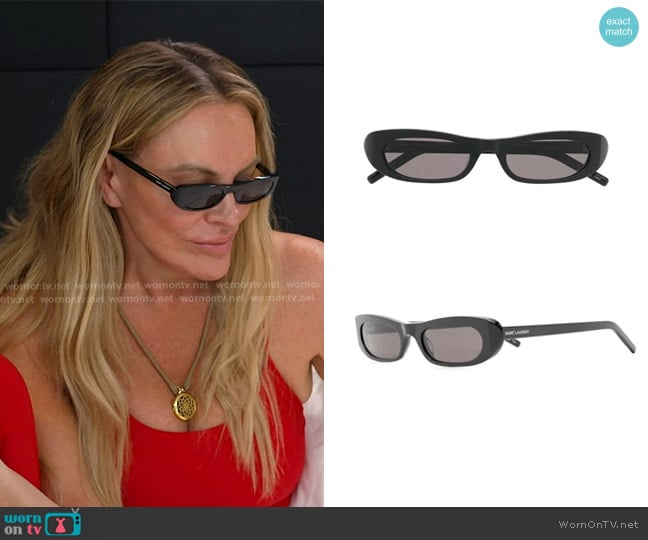 Saint Laurent SL 557 Slim Oval Sunglasses worn by Heather Gay on The Real Housewives of Salt Lake City