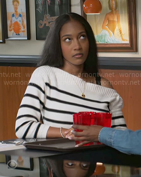 Samantha’s striped sweater on Beyond the Gates