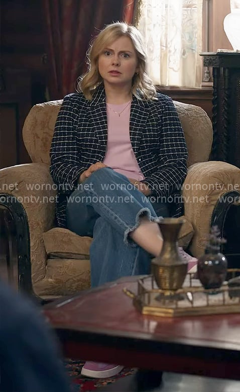 Sam's checked tweed blazer on Ghosts