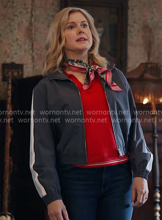 Sam’s grey jacket with striped sleeves on Ghosts