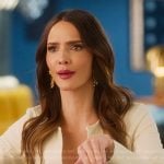 Sandra’s beige lace-up confessional top on Selling Sunset