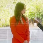 Sandra’s red wrap blazer and pants on Selling Sunset