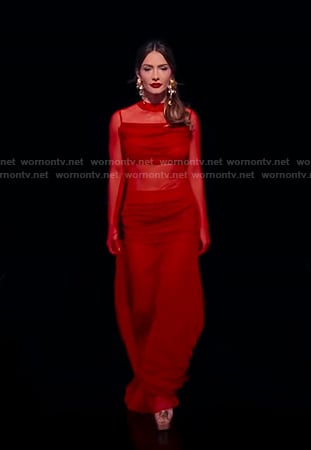 Sandra's red mesh reunion dress on Selling Sunset