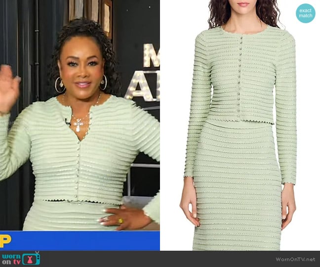 Sandro Rhinestone Cardigan worn by Vivica A. Fox on Good Morning America