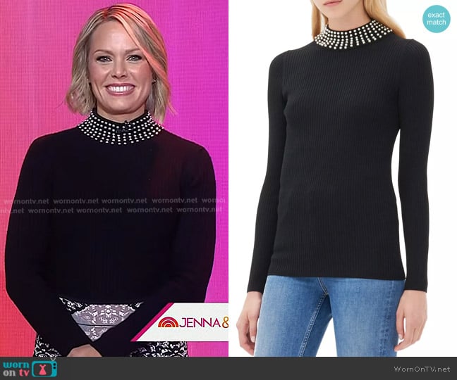 Sandro Suzette Pearl Collar Sweater worn by Dylan Dreyer on Today