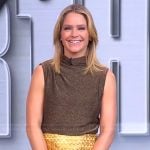 Sara’s metallic cowl neck top on The View