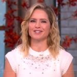 Sara’s white embellished vest on The View