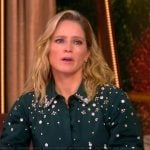 Sara’s green embellished shirtdress on The View