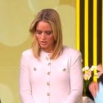Sara’s white cardigan with gold buttons on The View