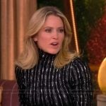 Sara’s black metallic stripe top and skirt on The View