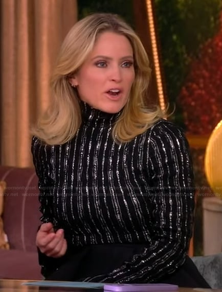Sara's black metallic stripe top and skirt on The View