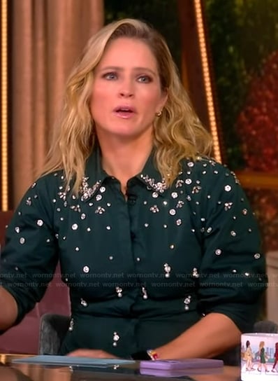 Sara’s green embellished shirtdress on The View