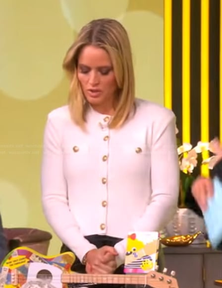 Sara’s white cardigan with gold buttons on The View