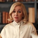 Liberty’s white satin top on Alls Fair