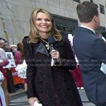 Savannah’s burgundy print leather collar trench coat on Today