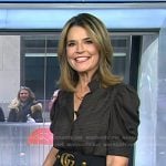 Savannah’s brown houndstooth blouse and belted skirt on Today