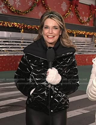 Savannah’s black quilted down jacket on Today