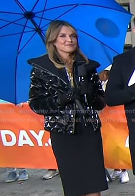 Savannah's black quilted down jacket on Today