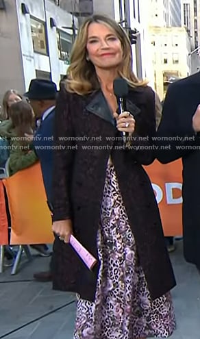 Savannah's burgundy print leather collar trench coat on Today