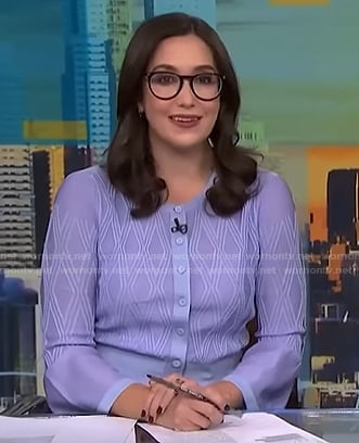 Savannah's lilac diamond knit cardigan on NBC News Daily