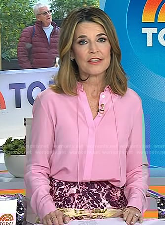 Savannah's pink button down blouse and floral skirt on Today