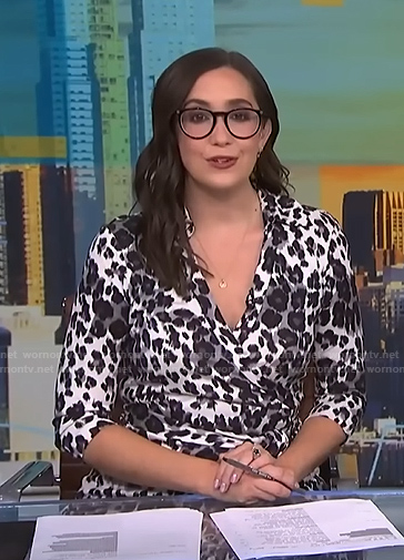 Savannah’s white animal print wrap dress on NBC News Daily