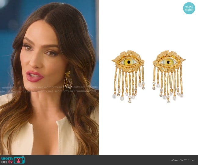 Schiaparelli Surrealist Eye Chandelier Earrings worn by Sandra Vergara on Selling Sunset
