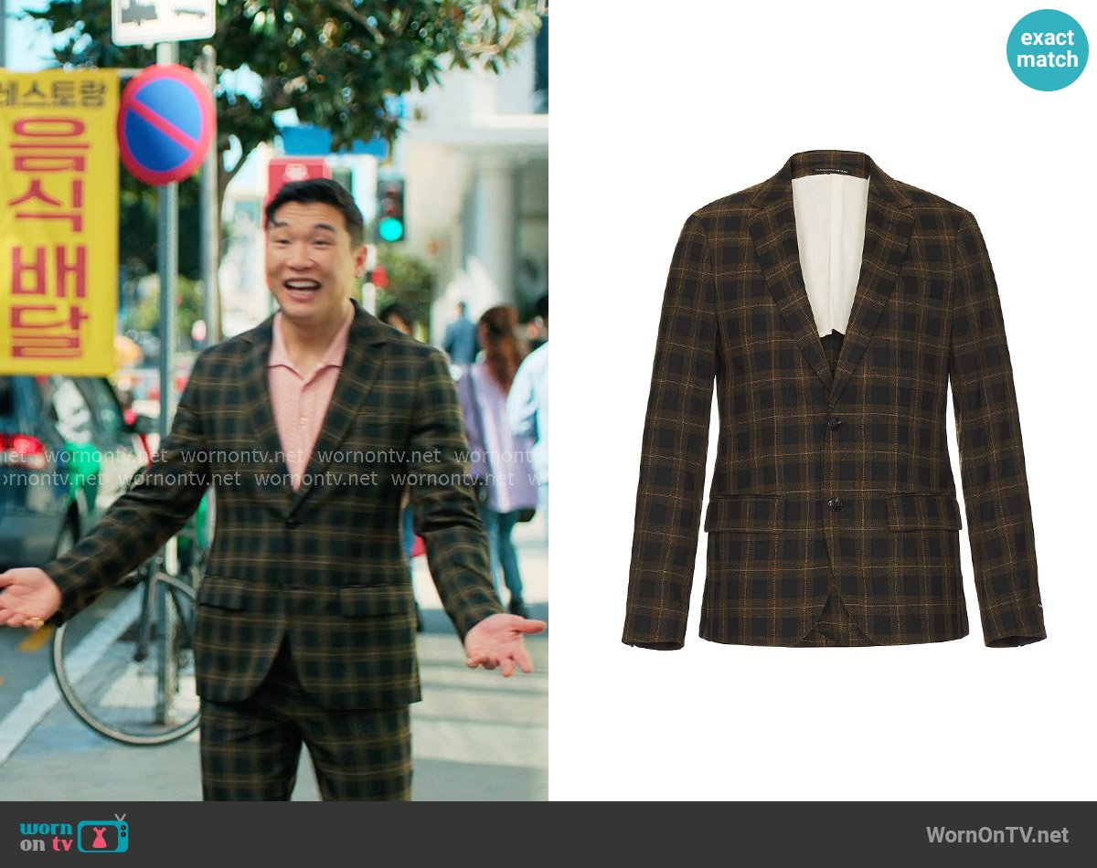 Scotch & Soda Single Breasted Check Blazer worn by Nicholas (Joel Kim Booster) on Loot