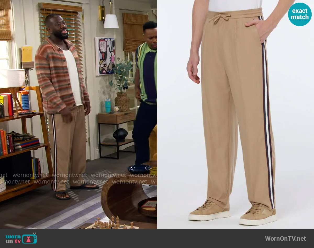 Scotch & Soda Tape-Trimmed Tailored Straight Fit Jogger worn by Malcom (Sheaun McKinney) on The Neighborhood