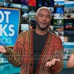 Scott’s striped cardigan on Access Hollywood