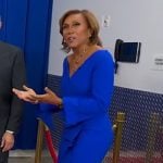 Robin’s blue ruffle sheath dress on Good Morning America