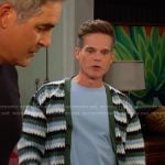 Leo’s green striped cardigan on Days of our Lives
