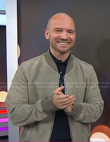 Sean Evans's suede bomber jacket on Today